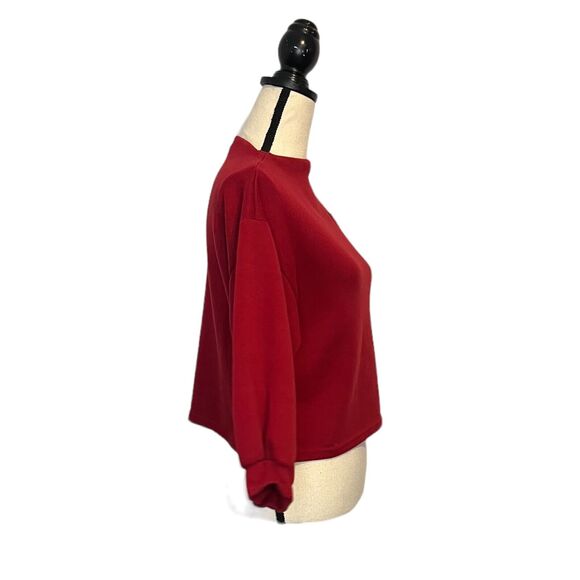 Women's Artic Besr Crop Sweatshirt Balloon Sleeves Mock Neck Red Size 6 - Picture 5 of 6
